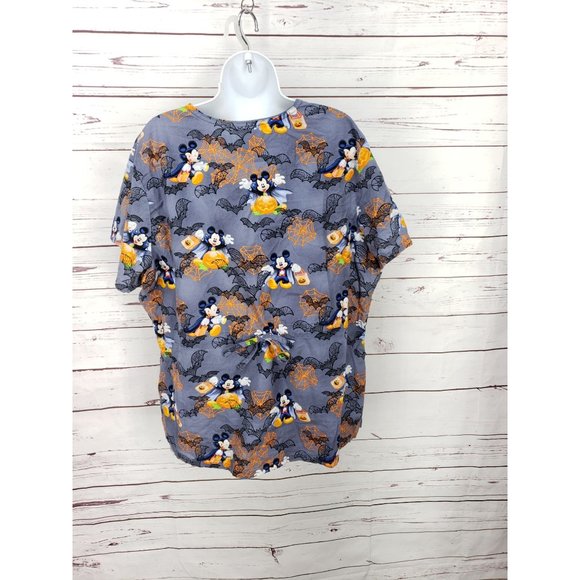 Disney Mickey Mouse Grey Halloween Scrub Top Size XL - Picture 9 of 9